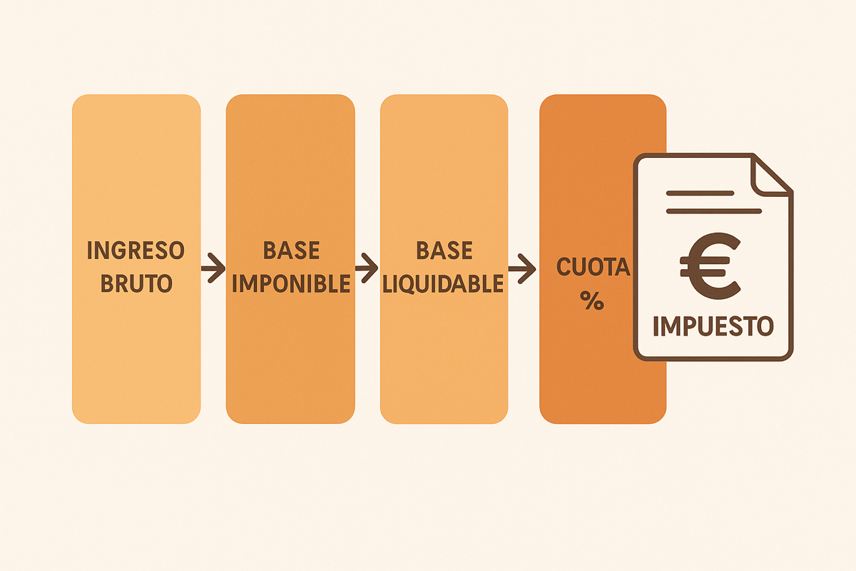 gráfico explicativo del cálculo de la base imponible en impuestos