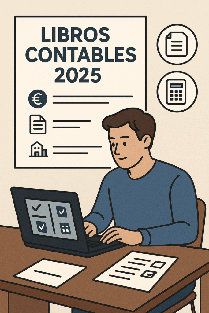 ilustración de autónomo gestionando sus libros contables digitalmente