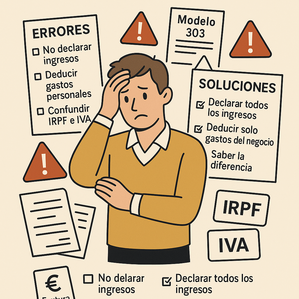 infografía sobre errores fiscales comunes en autónomos con soluciones prácticas