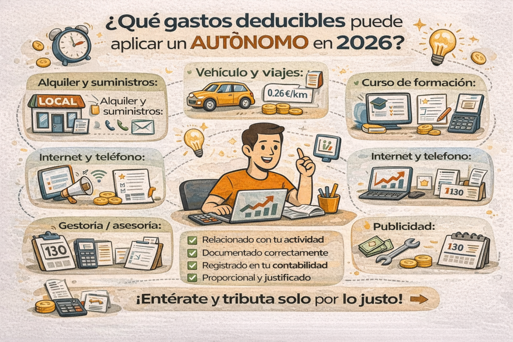¿Qué gastos son deducibles para los autónomos en 2026?