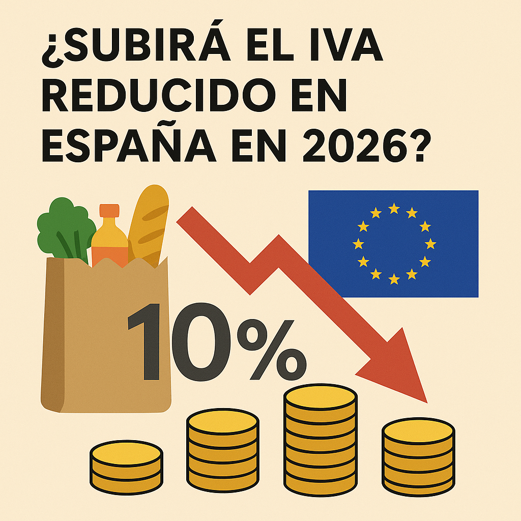 Ilustración sobre el debate del IVA reducido en España en 2026