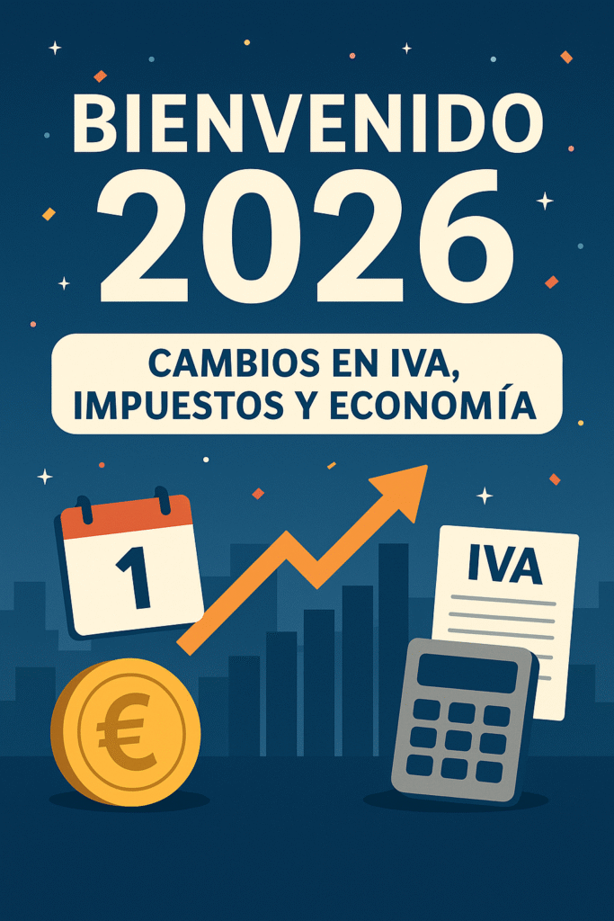 Ilustración sobre la entrada del año 2026 y los cambios fiscales y de IVA