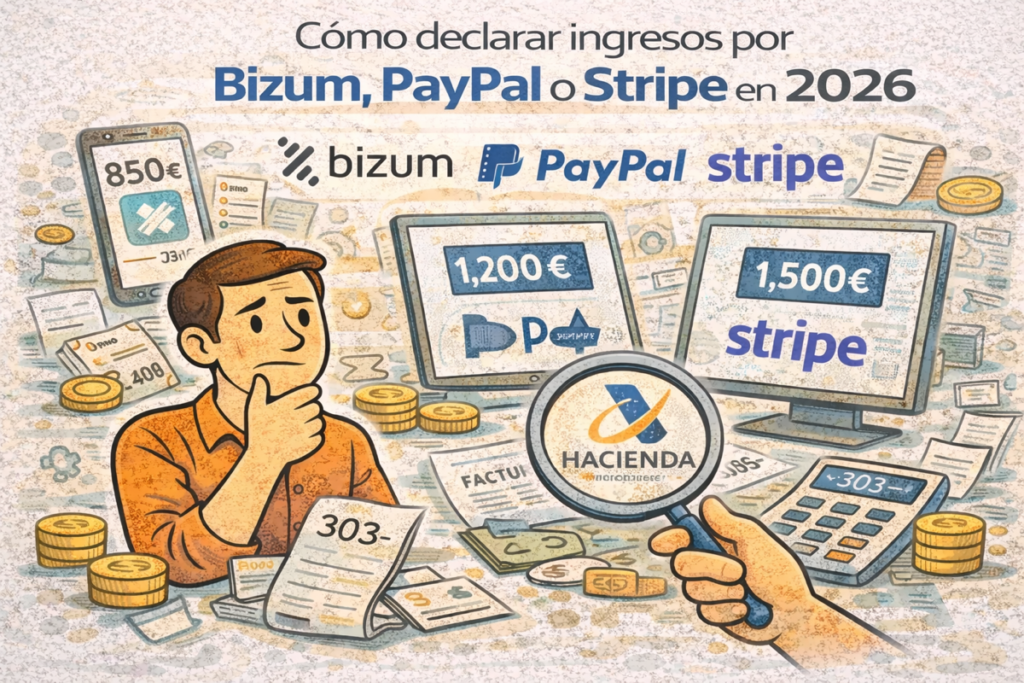 Aprende a declarar correctamente tus ingresos por Bizum, PayPal o Stripe en 2026 y evita errores con Hacienda.